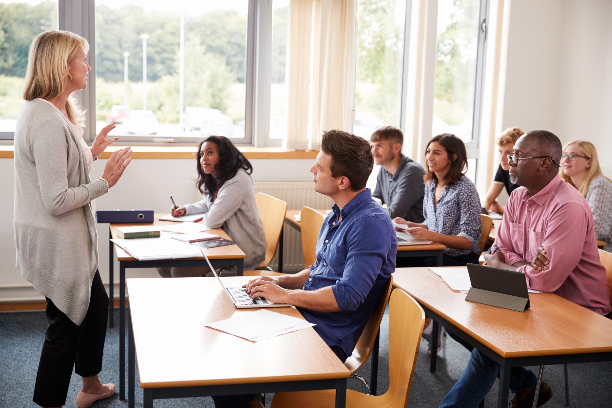 Adult Students in Classroom