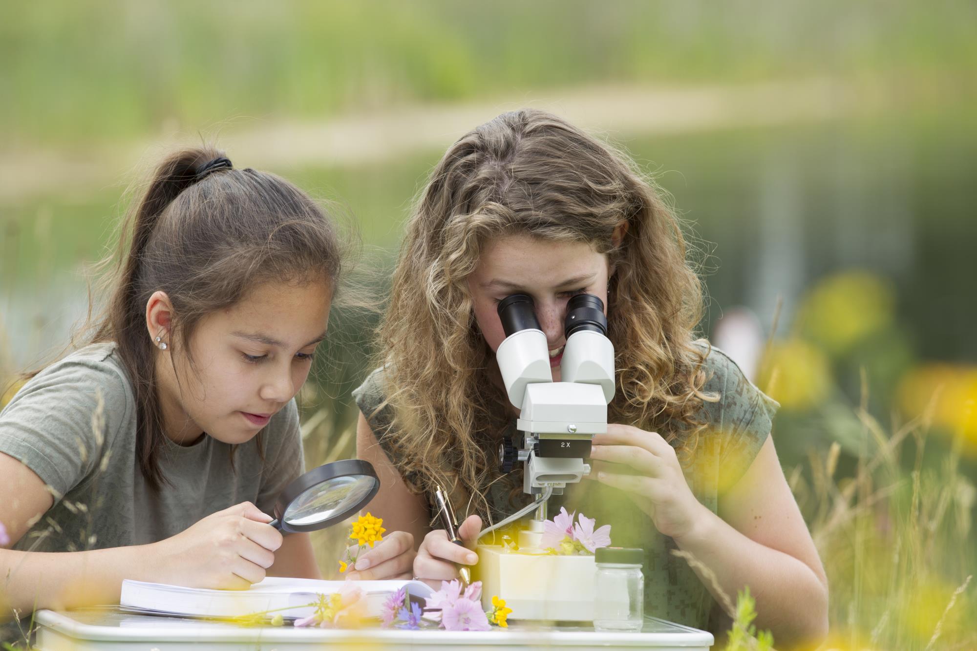 Two Girls Microscope Field